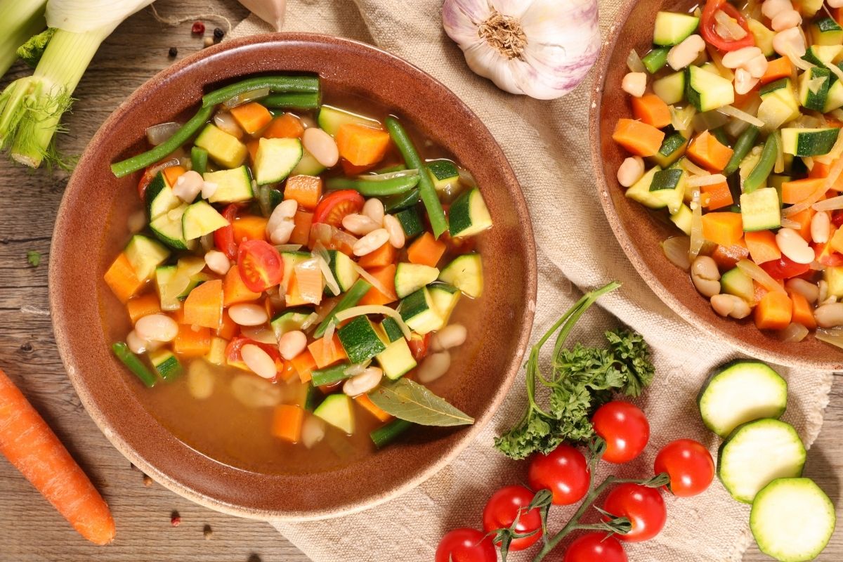 Broth with vegetable, minestrone soup