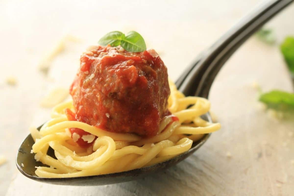 Italian meatball in spoon