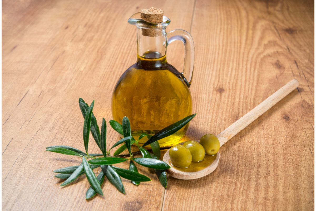 Olive oil and spoon