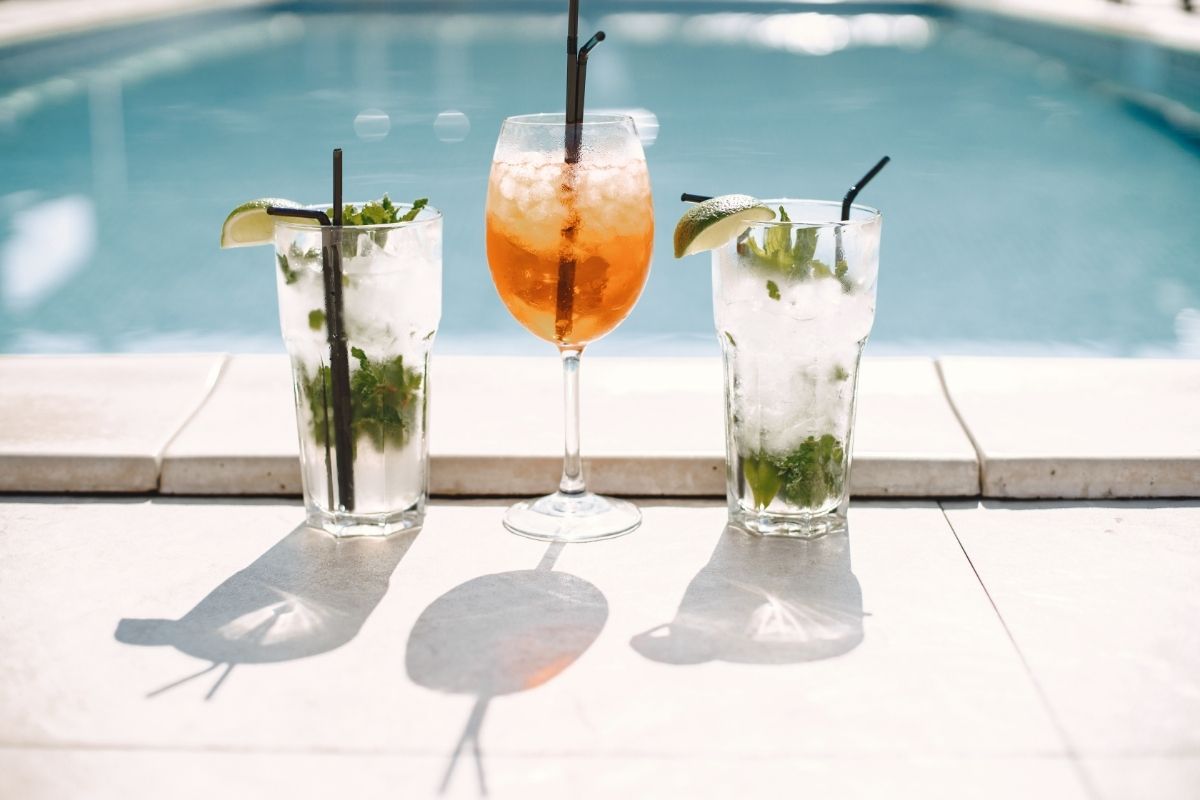 Three Cocktails Near Swimming Pool