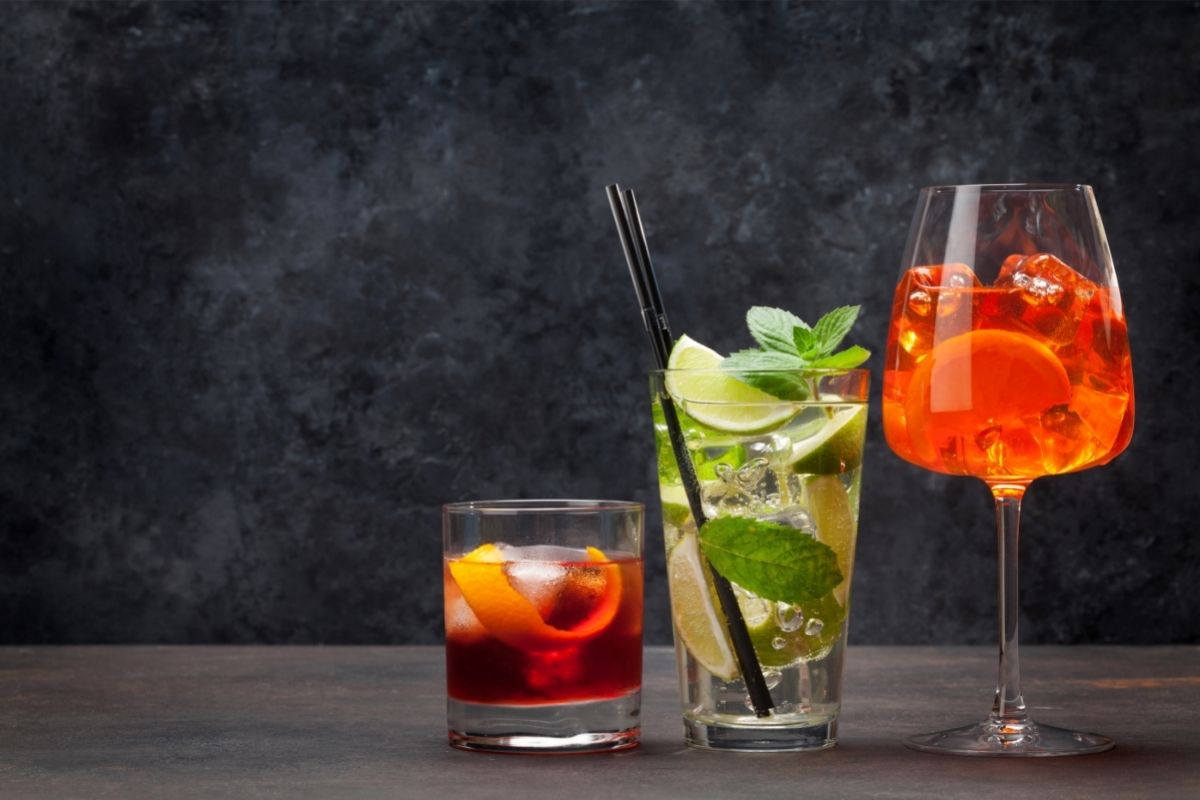 Three classic cocktail glasses