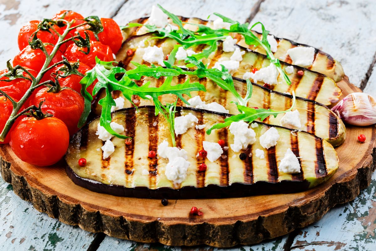 Grilled eggplant with feta cheese