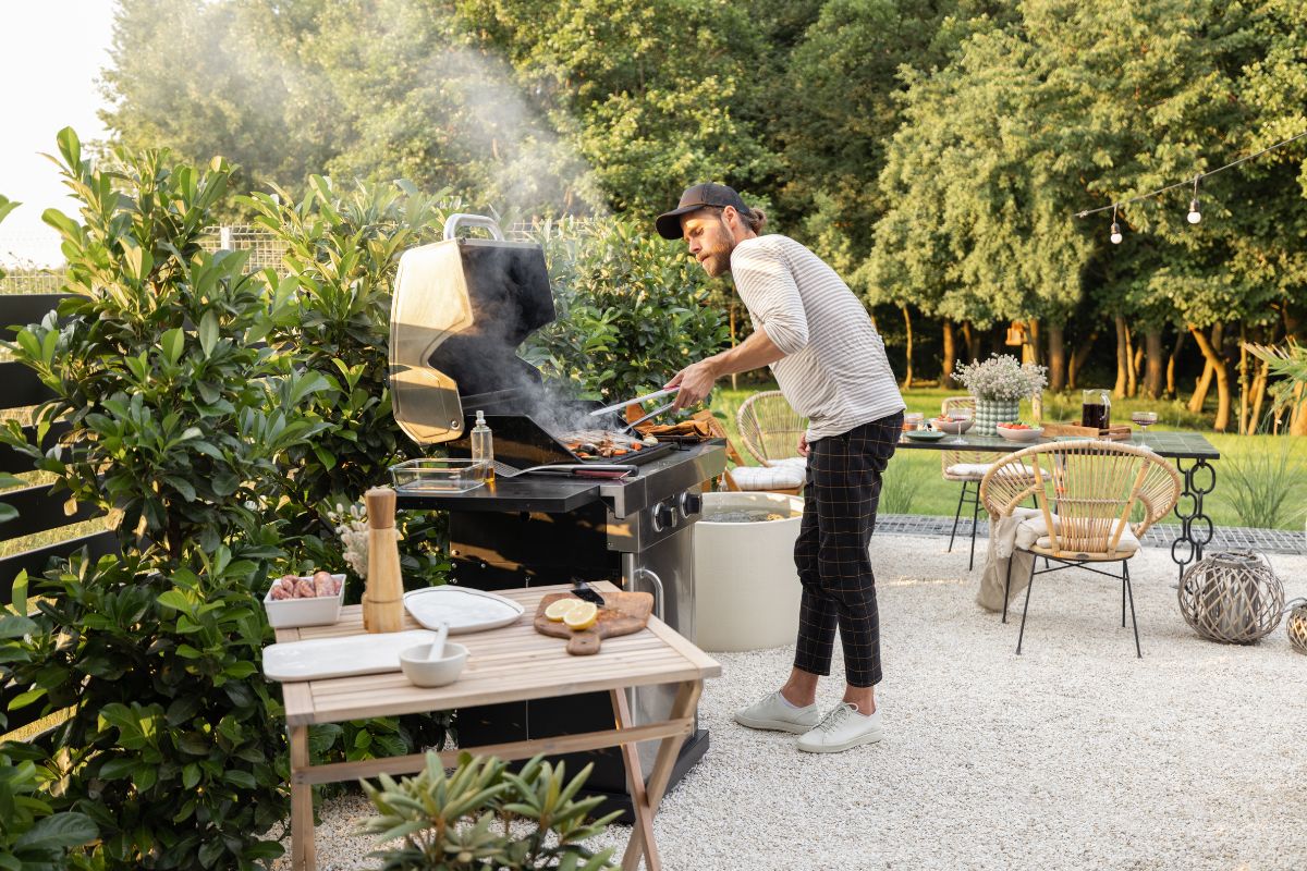 Man cooking on a grill