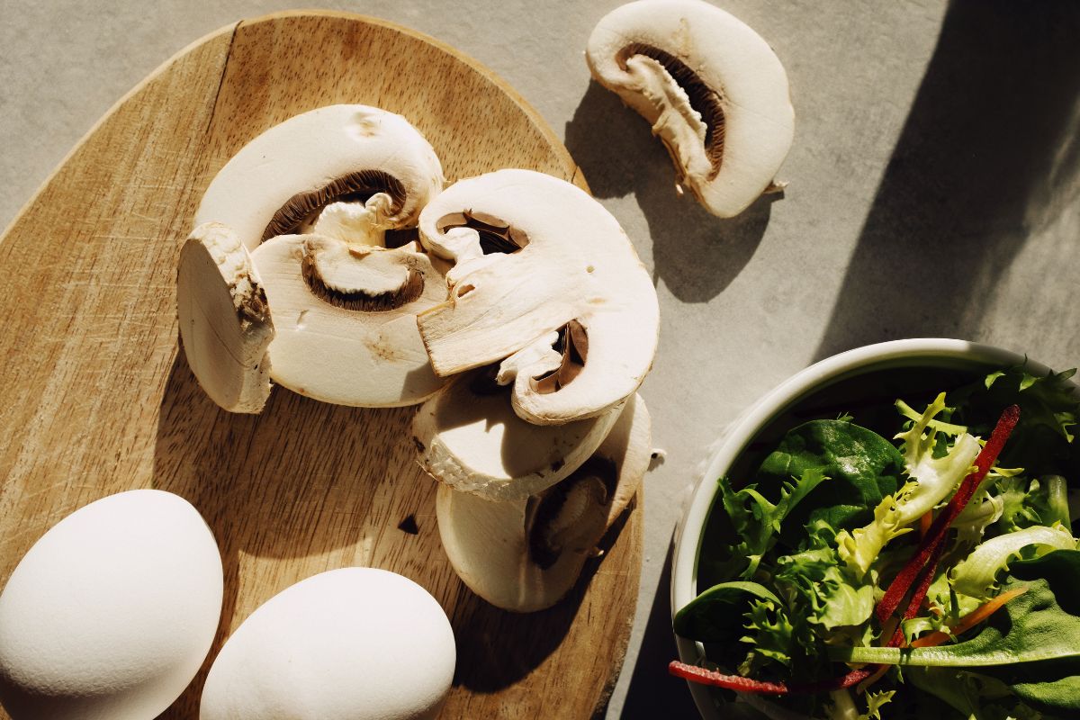Sliced mushrooms on the table