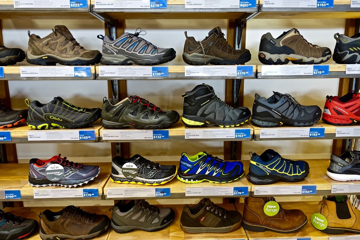Walking shoes on the rack