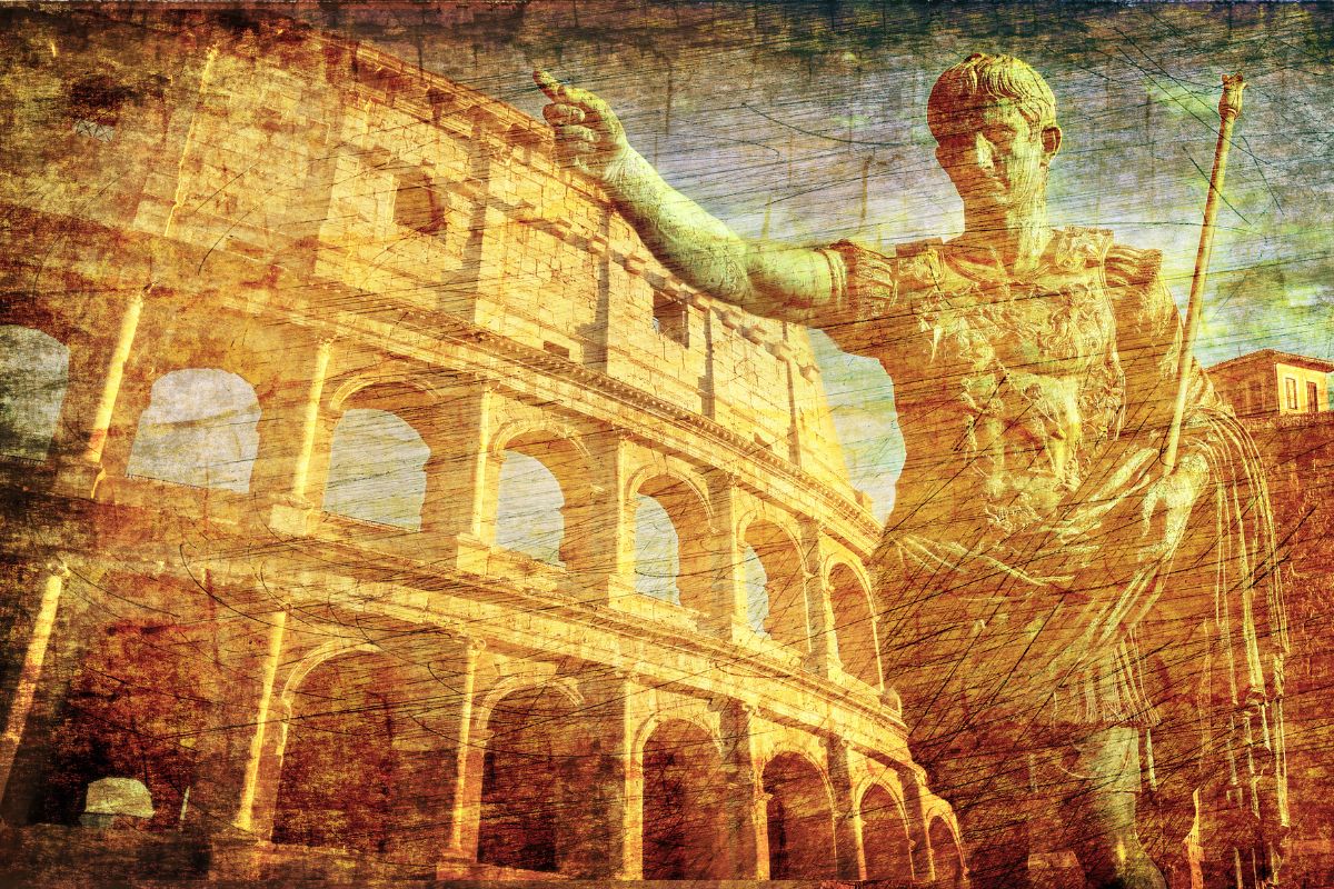 Colosseum and Imperator statue
